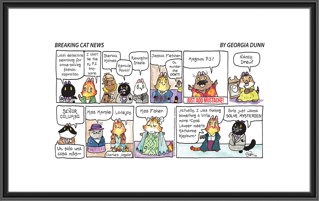 Breaking Cat News - Jan 26, 2020 - Detective Cats - Comic Art Print