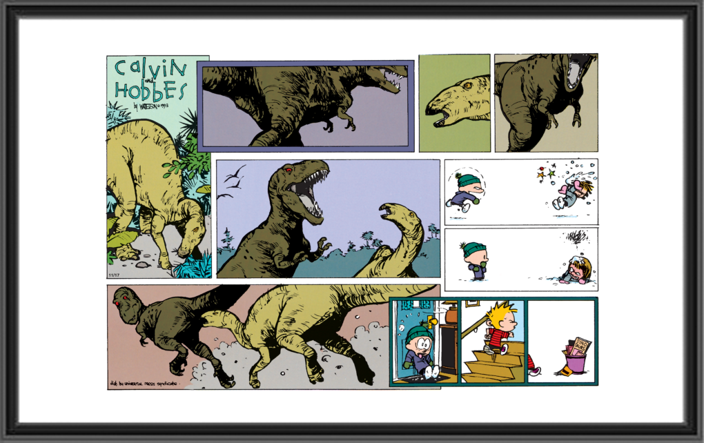 Calvin And Hobbes Print Dino Snowball Attack 