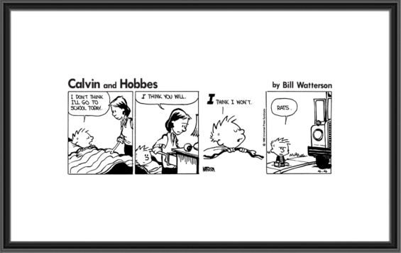 Calvin and Hobbes – April 4, 1986 – Going to School - Comic Art Print