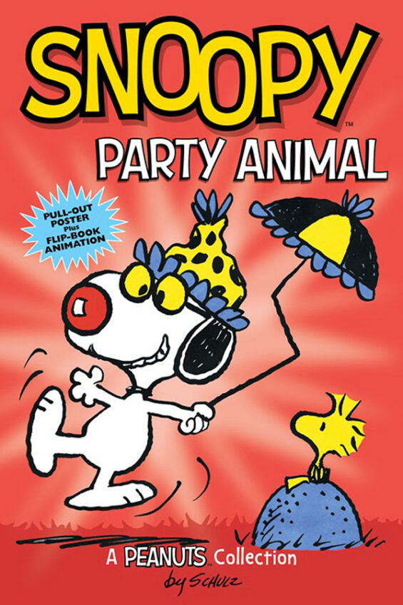 The cover of Snoopy: Party Animal, the 6th book from the AMP! Peanuts series.