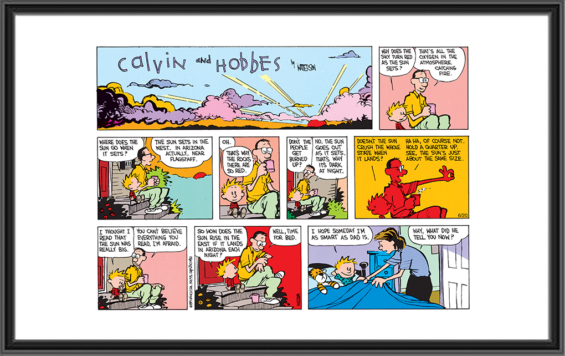 Calvin and Hobbes – Dad Stories - July 30, 1989 - Comic Art Print