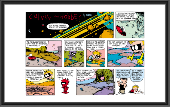 Calvin and Hobbes - Spaceman Spiff Explores the Galaxy - Oct 7, 1990 - Comic Art Print